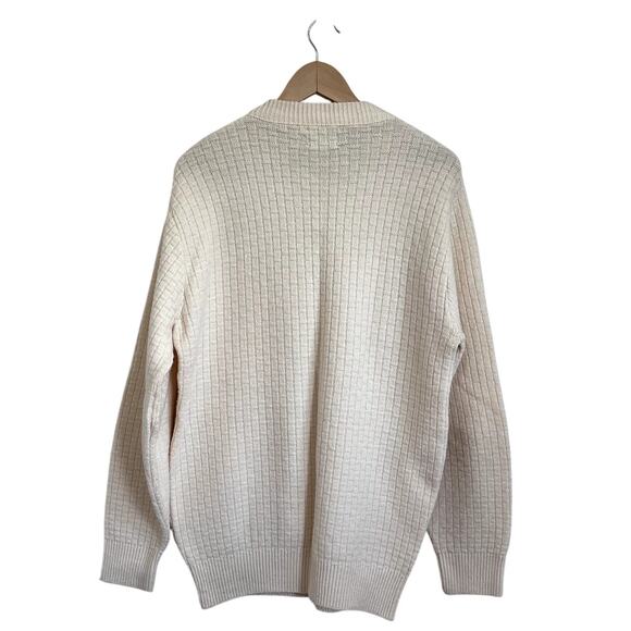 Vintage Le Tigre Fisherman Mens Sweater Size LT Cream Chunky Cable Knit Coastal - Picture 2 of 7